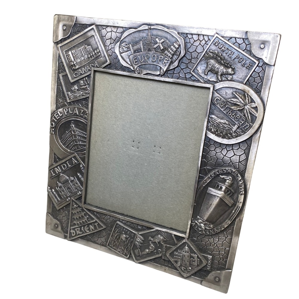Vintage Sixtrees‎ 4x5 Pewter Tone Travel Adventure Photo Frame